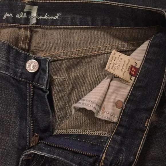 7 for All Mankind Bootcut Dark Wash Ripped Jeans - Picture 3 of 7